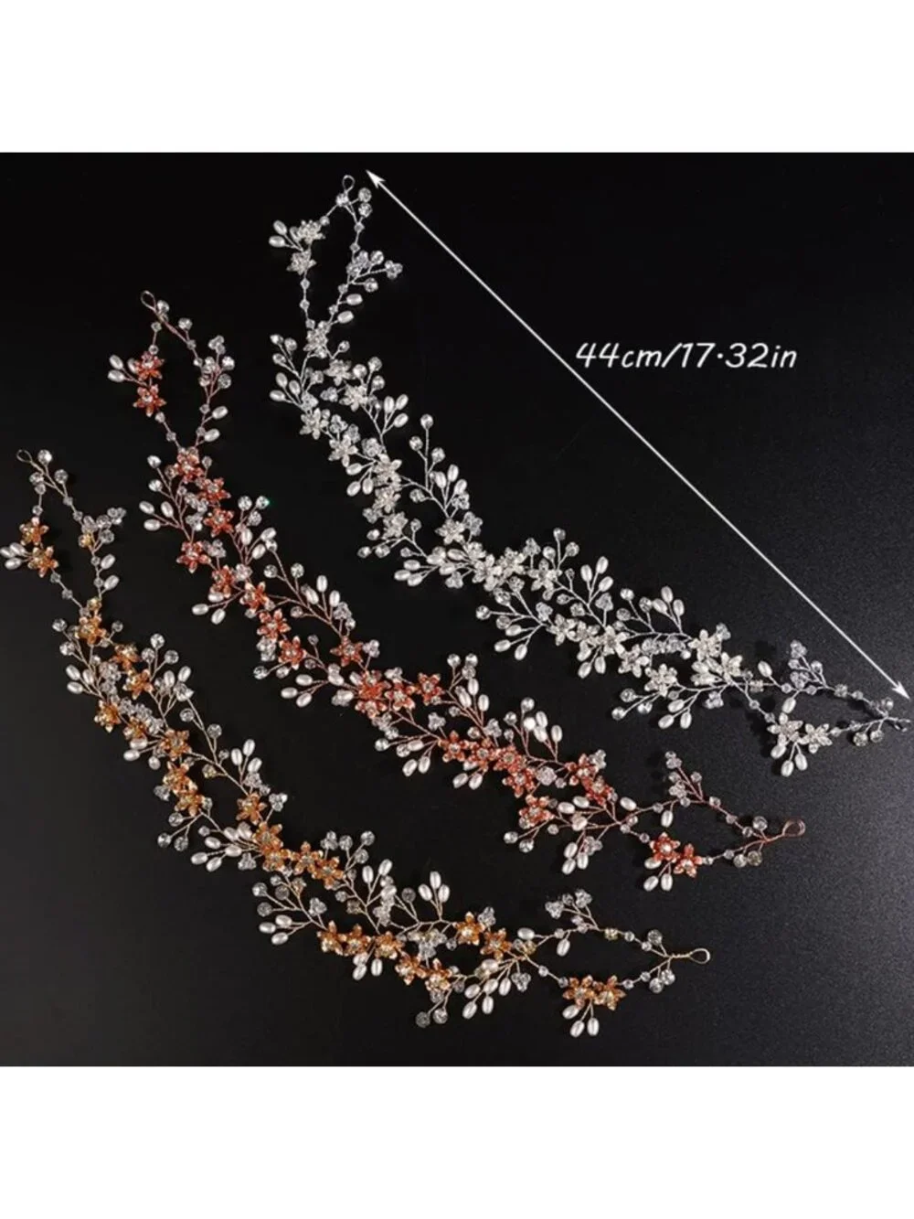 Vintage Crystal Flower Hair Vine - Bridal Pearl Rhinestone Headband for Weddings